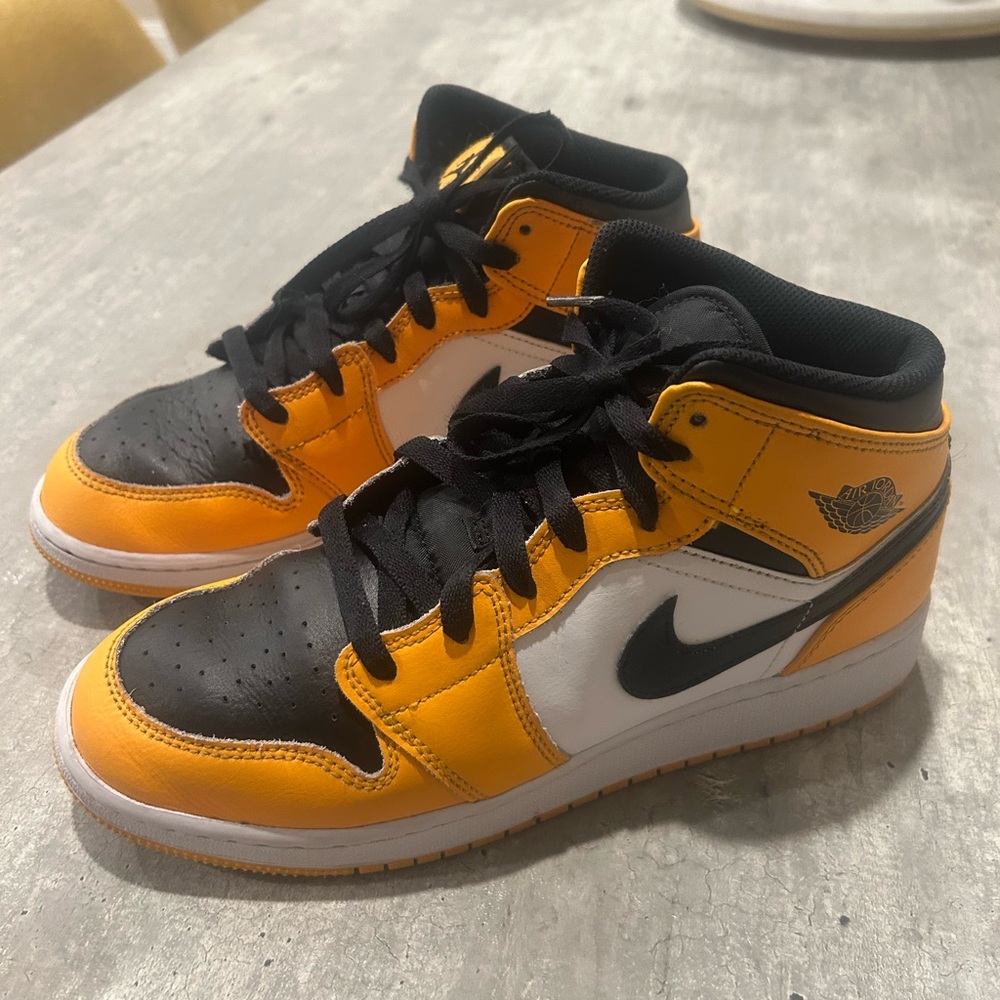 Nike Air Jordan Mid Range Sneakers - Black and Orange 7Y